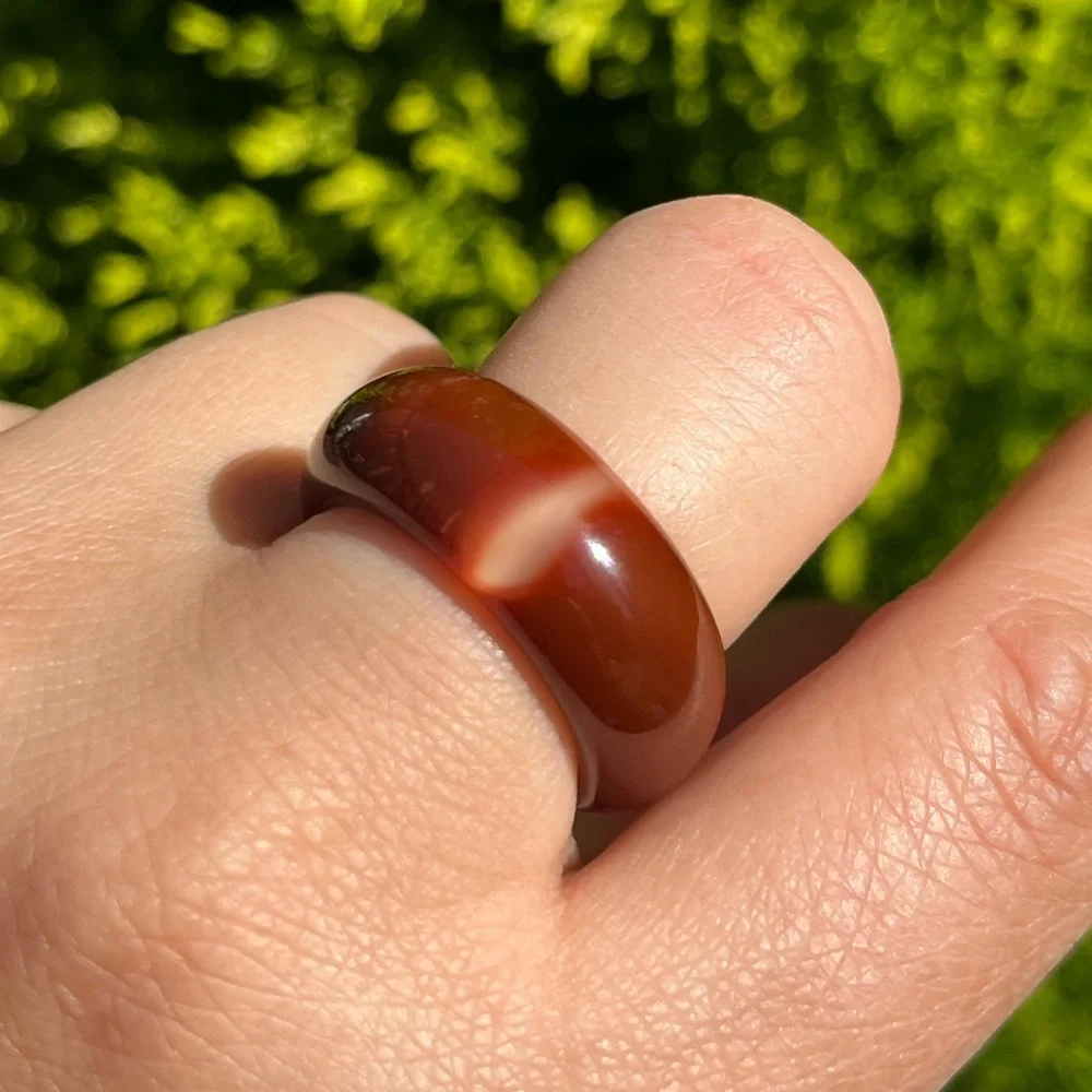 Size 7.5 unique banded agate ring‎